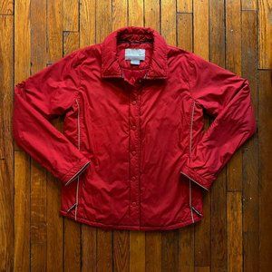 Vintage‎ Y2K Nike 2003 Women's Red Silver Snap Button Athletic Puffer Jacket.